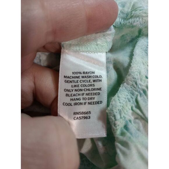 Abound Shirt Ladies XXS Blue Green Tarry Floral Tank Crop Cinch Front Beachy Ruf - Picture 5 of 6